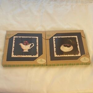 Cypress Ceramic Trivet Set - Black and Brown